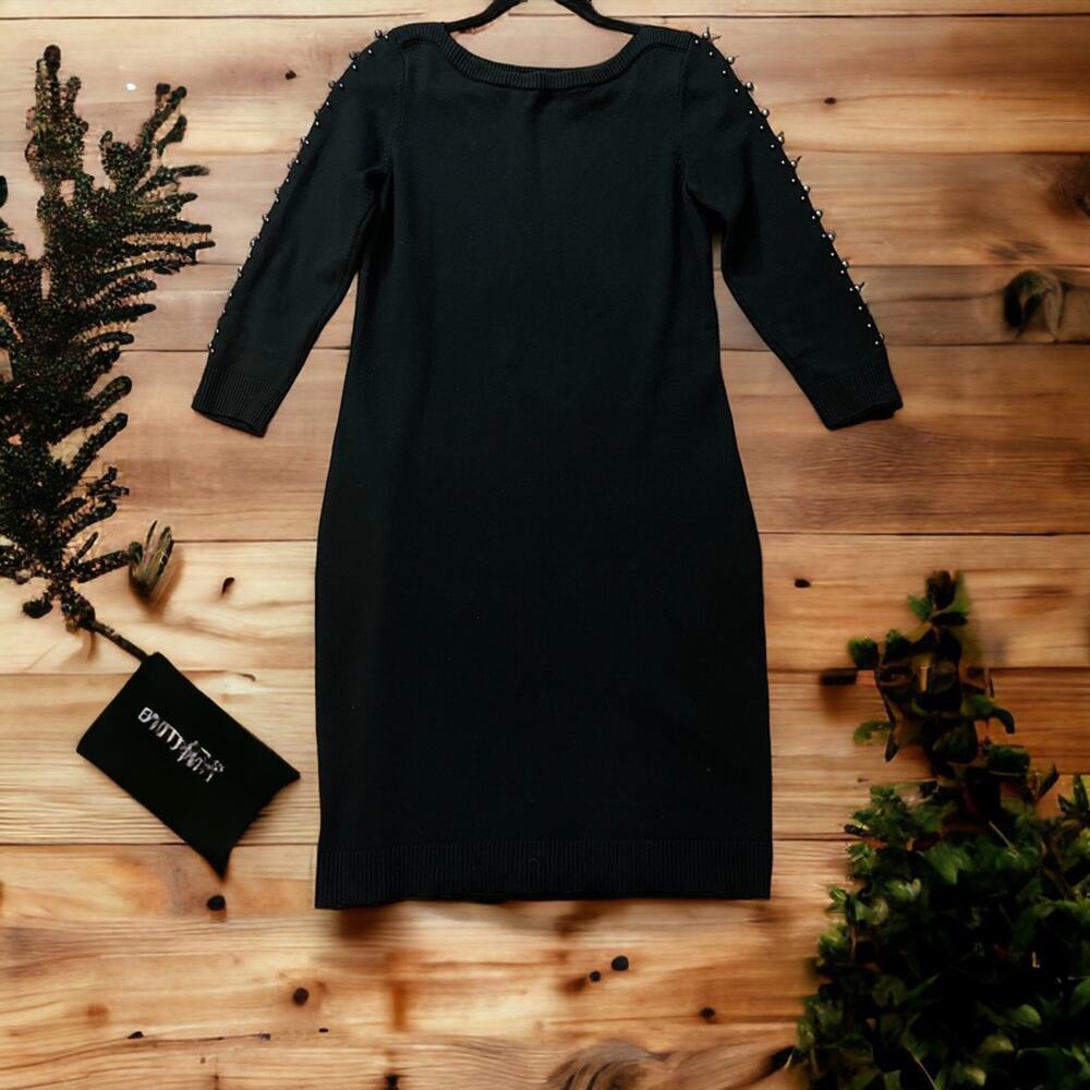Ann Beaded Arm Stretch Sweater Dress Black Size S